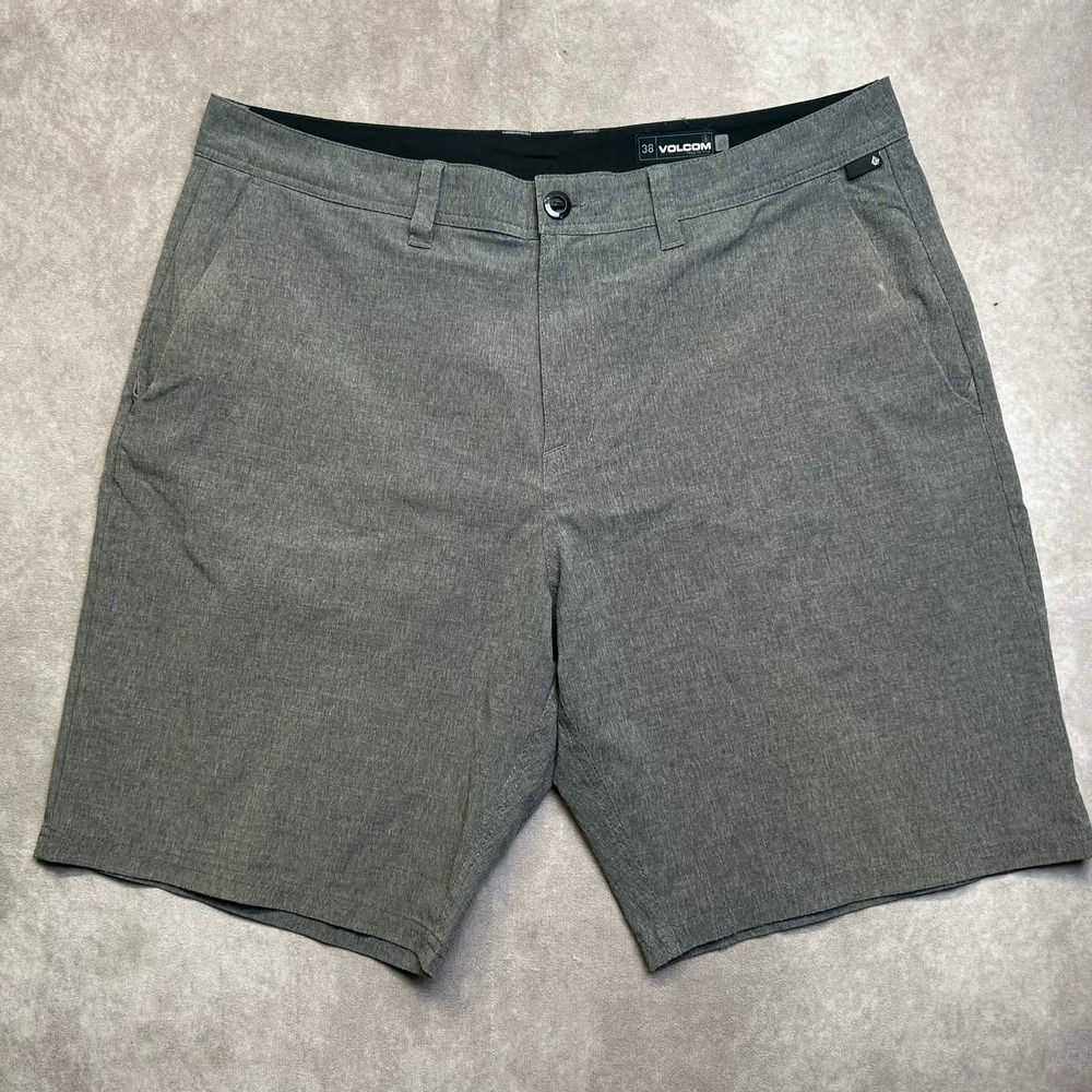 Volcom Mens Size 38 Grey Hybrid Walk Shorts Heathered Stretch Surf Casual